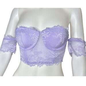 TIC TOC small off shoulder lilac purple lace pushup cropped bustier top
